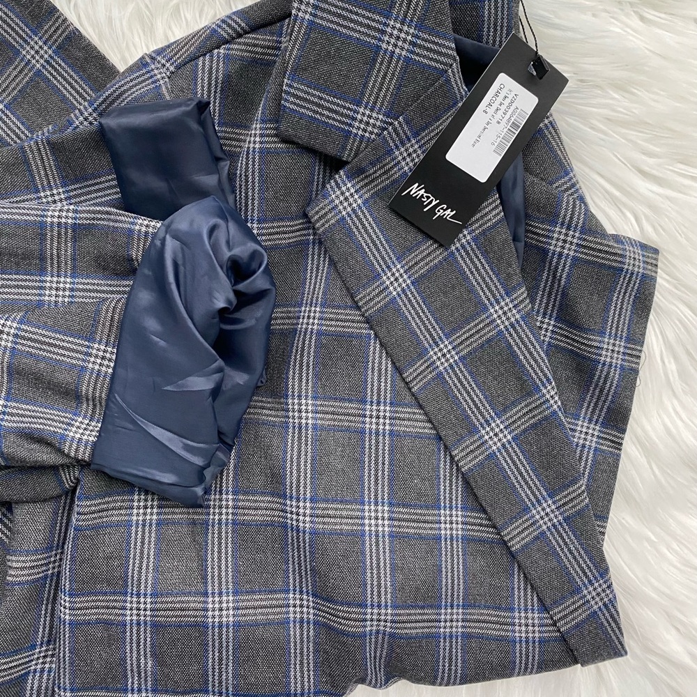 NWT! Nasty Gal It's Been One Check of a Day Oversized Blazer size 4